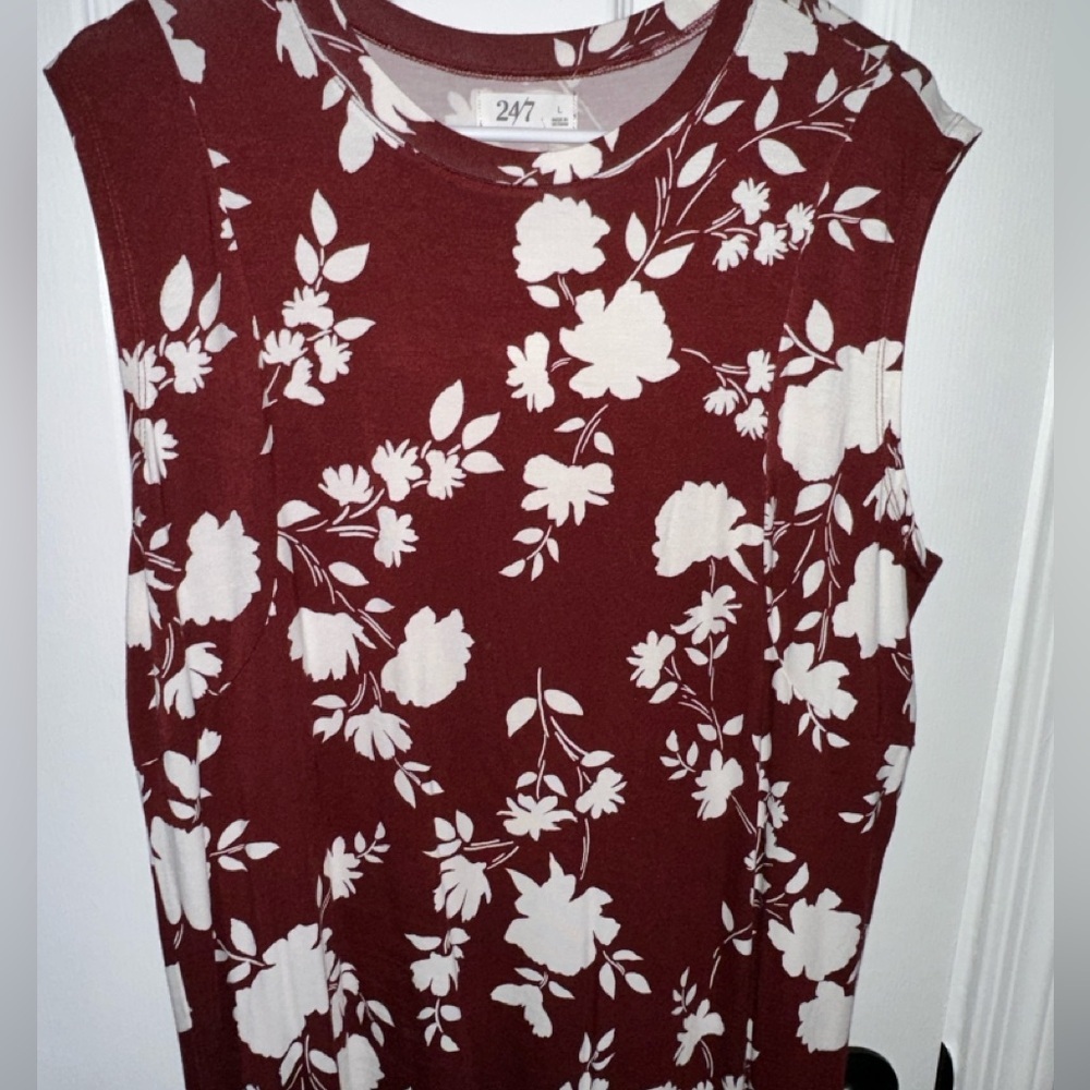 Maurices Burgundy and White Floral Midi Dress - Picture 2 of 7